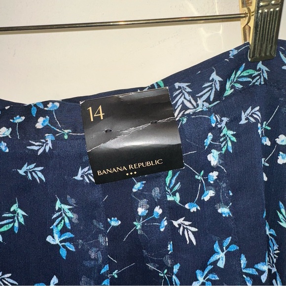 Banana Republic Factory Women's Size 14 Blue Floral Mini Skirt Lined Zipper Y2K - Picture 6 of 13